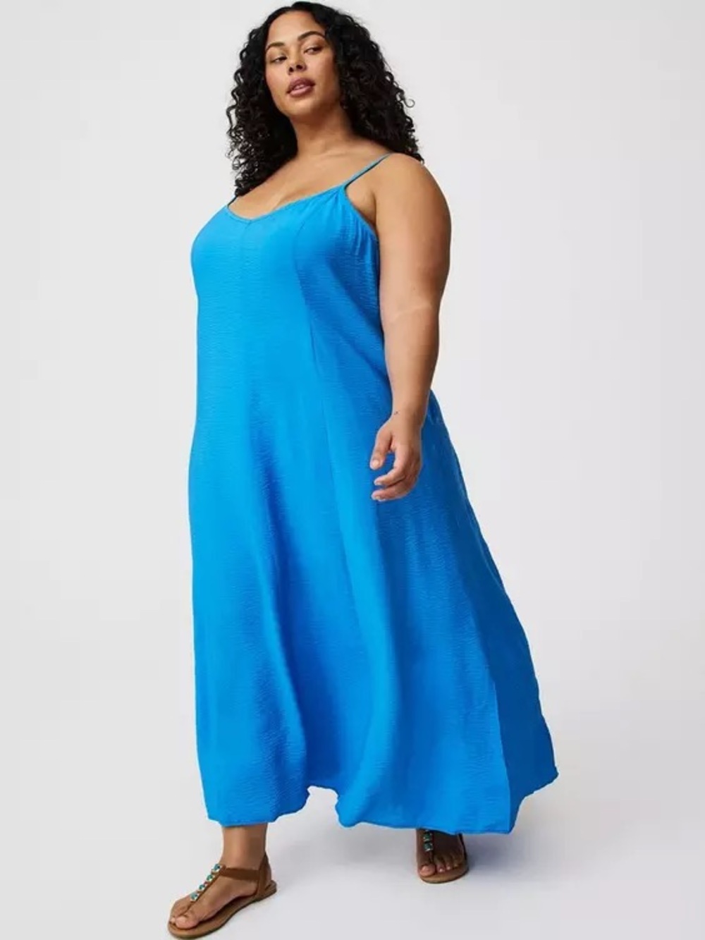 NWT Torrid Flowy Swing Blue Cami Maxi Dress with Pockets Plus Size 2 18/20